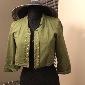 🎉2 for $15 Sale🎉Olsenboye green shirt accent jacket bohemian denim feel wear!